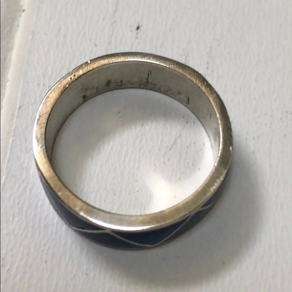Blue and sterling silver ring